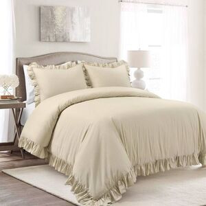 Lush Decor - King 3pc Reyna Cotton Duvet Cover Set Beige - Lush Beige